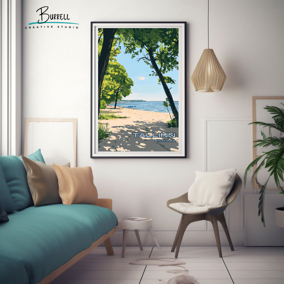 Tallinn Estonia Pirita Beach Travel Poster & Wall Art Poster Print