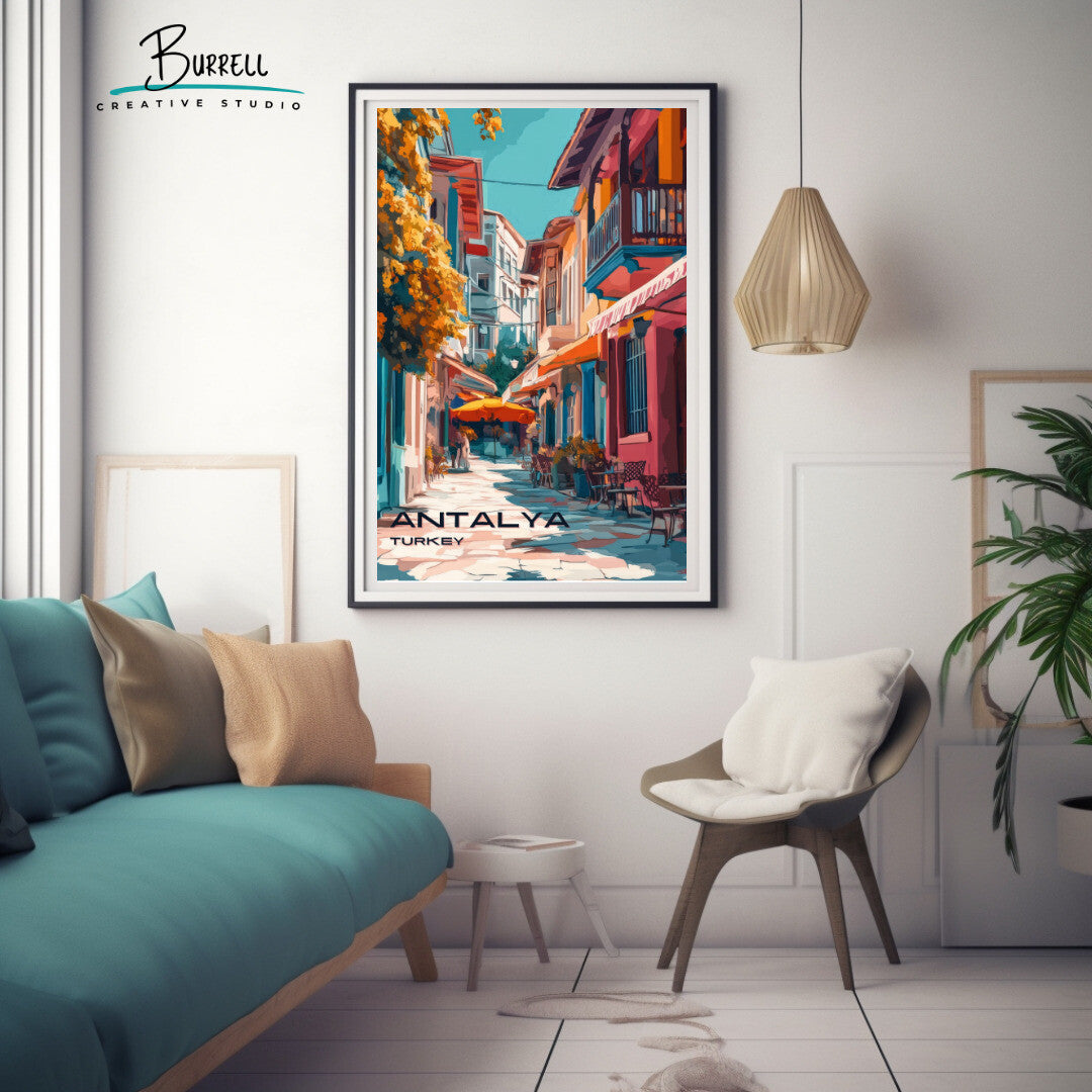 Antalya Türkiye Kaleici Architecture Travel Poster & Wall Art Poster Print