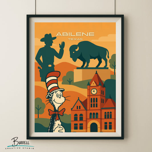 Abilene Texas Unique Attractions Travel Poster & Wall Art Poster Print