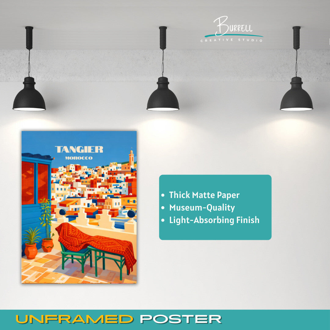 Tangier Morocco Rooftop View Travel Poster & Wall Art Poster Print