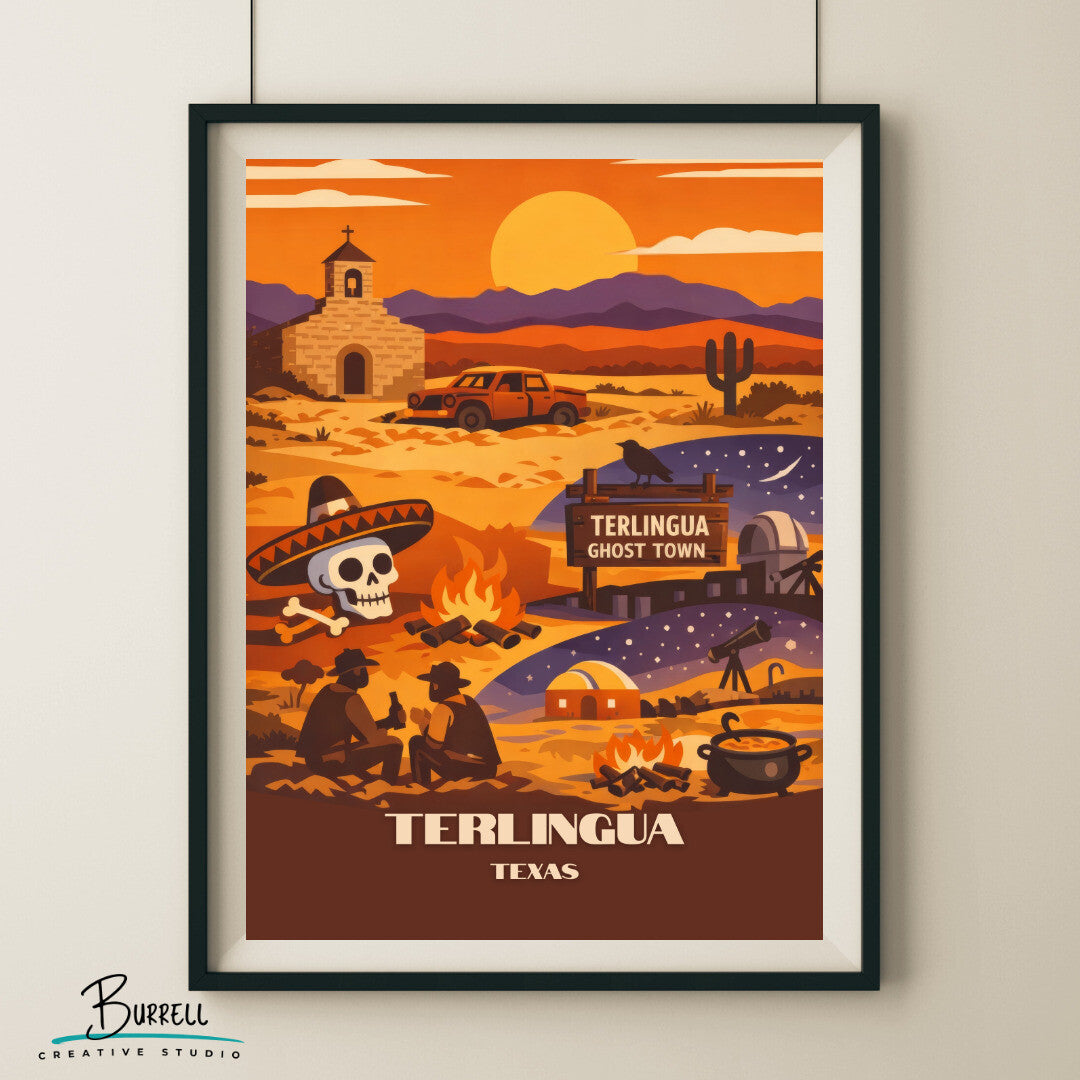 Terlingua Texas Unique Adventures Travel Poster & Wall Art Poster Print