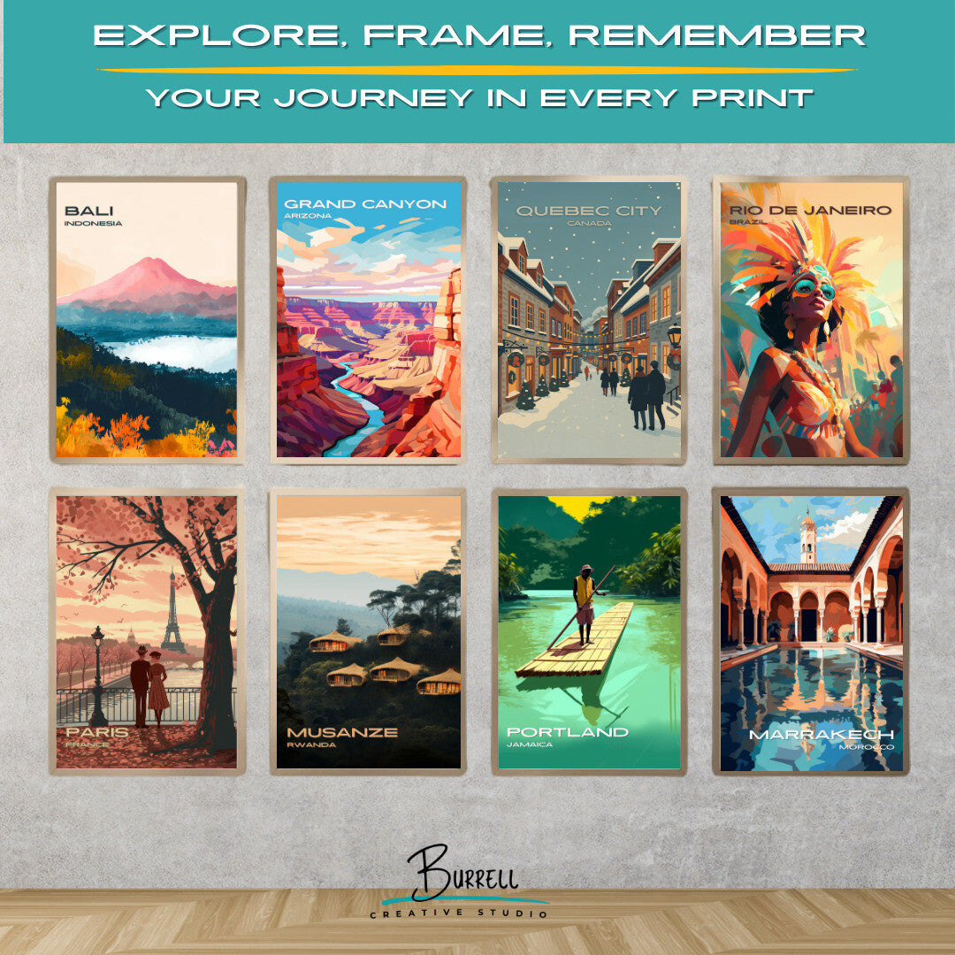 Quebec City Canada Wintery Quartier Cetit Champlain Travel Poster & Wall Art Poster Print