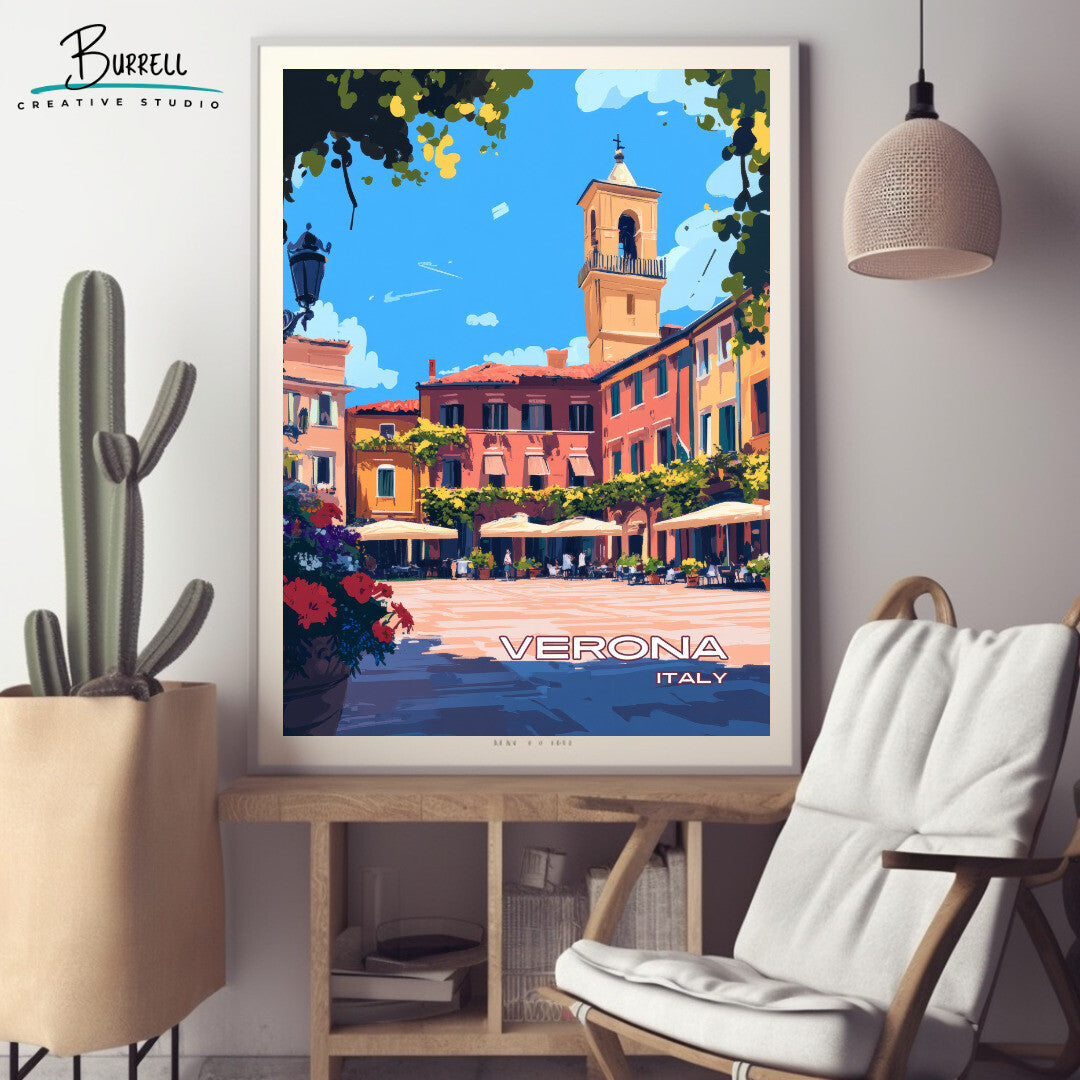 Verona Italy Architecture Travel Poster & Wall Art Poster Print