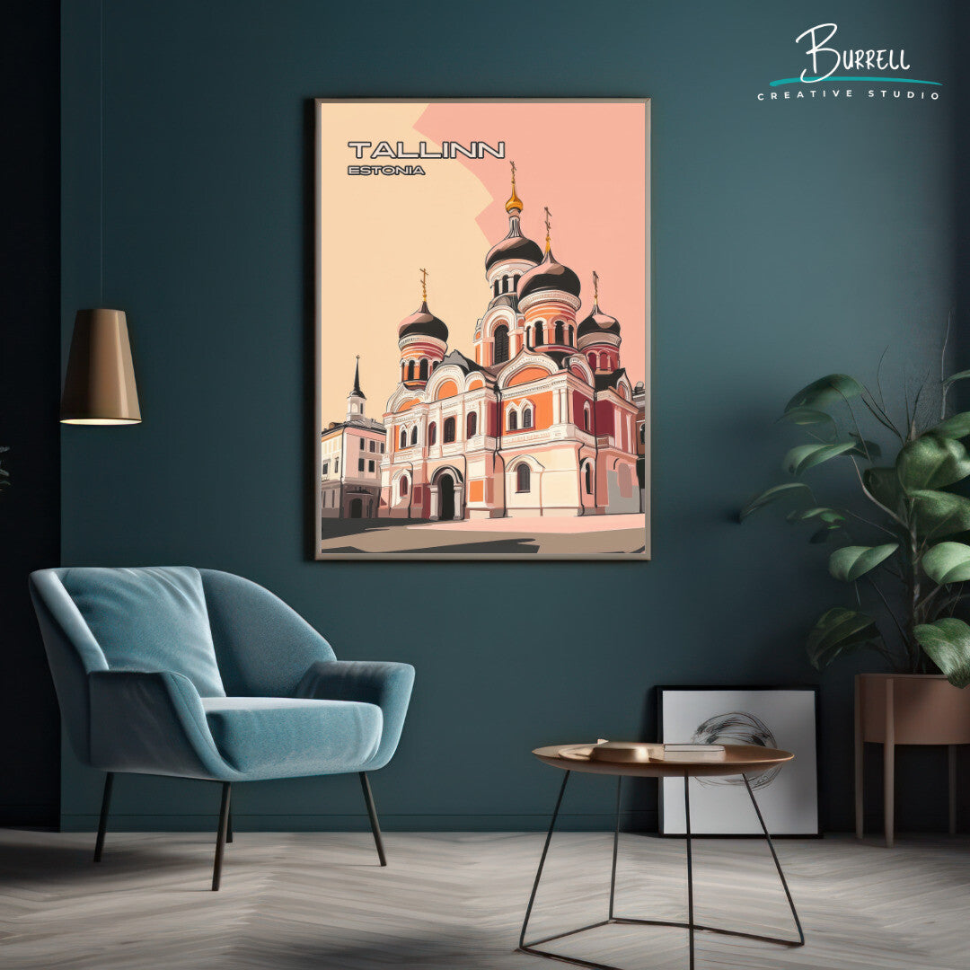 Tallinn Estonia Alexander Nevsky Cathedral Travel Poster & Wall Art Poster Print