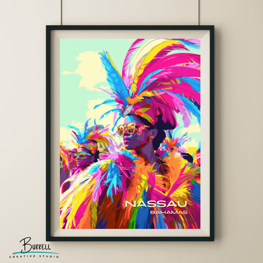 Nassau Bahamas Carnival Travel Poster & Wall Art Poster Print