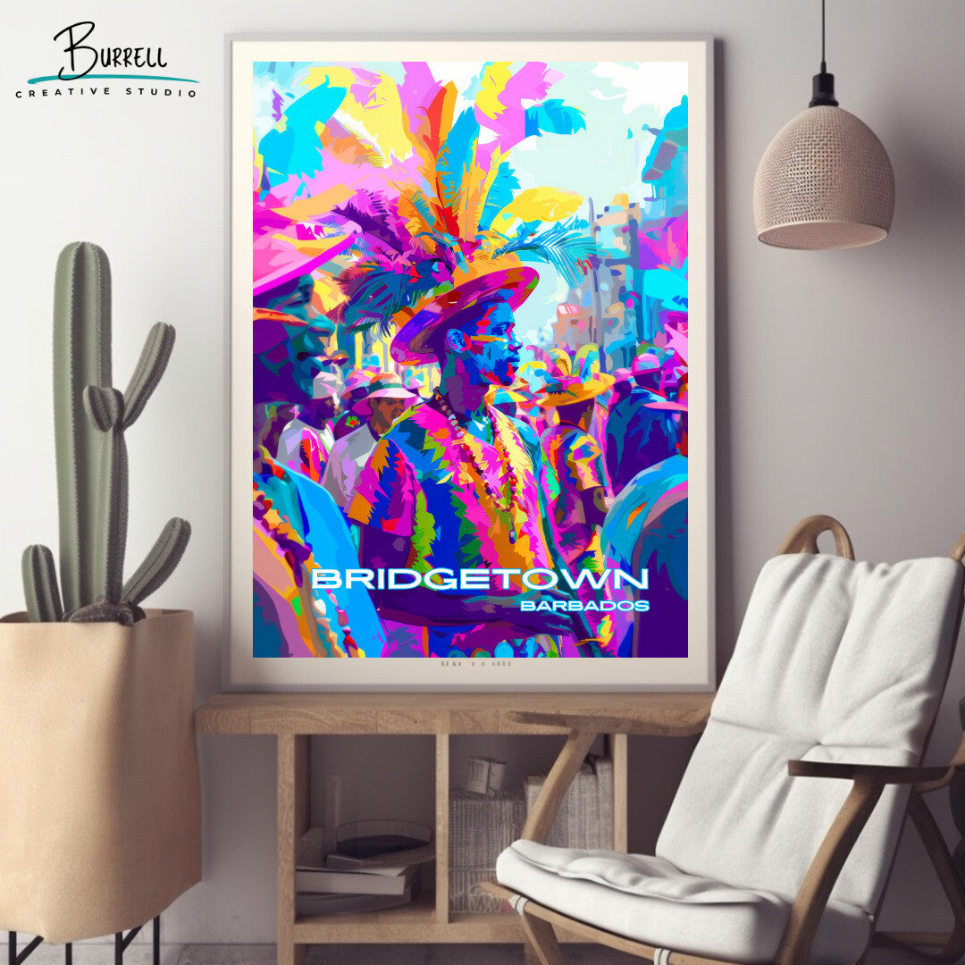 Bridgetown Barbados Cropover Travel Poster & Wall Art Poster Print