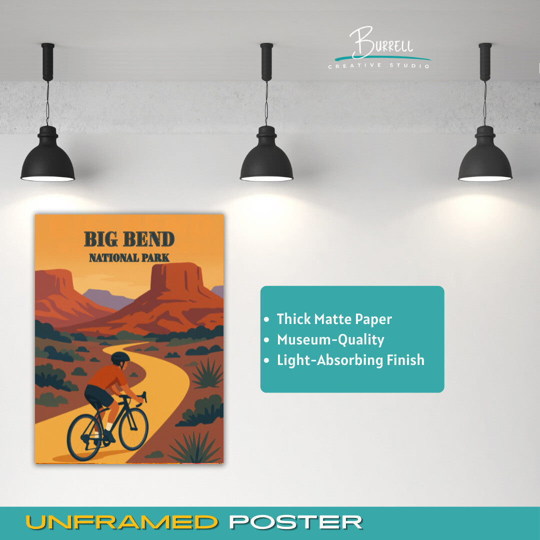 Big Bend National Park Texas Dirt Biking Travel Posters & Wall Art Poster Print