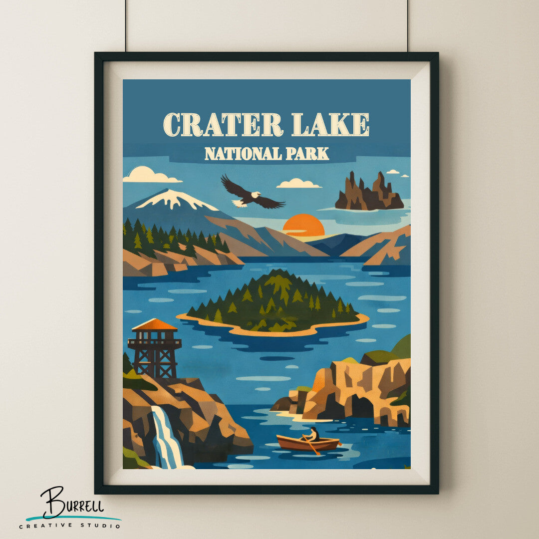 Crater Lake National Park Oregon Unique Attractions Travel Posters & Wall Art Poster Print