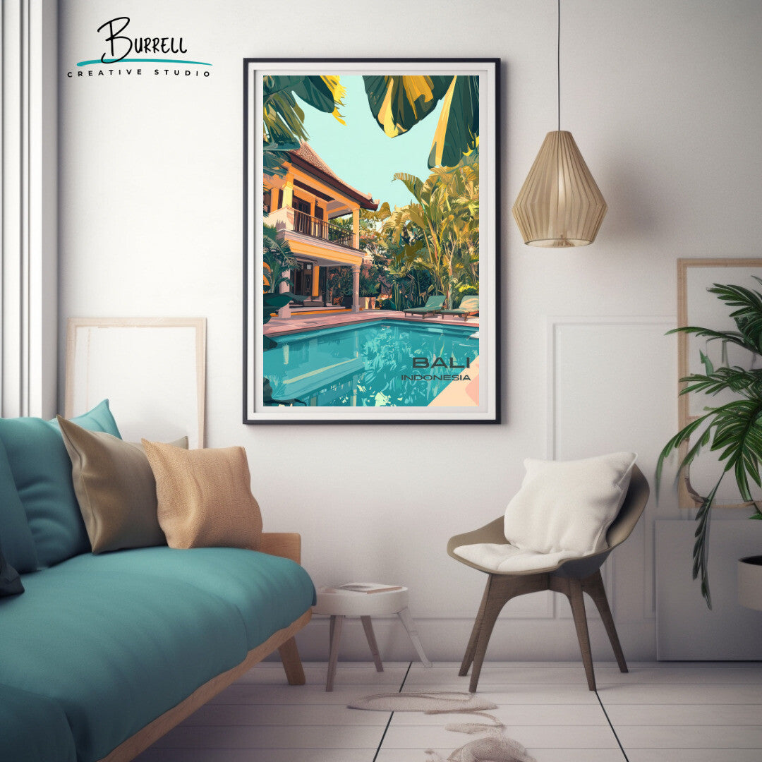 Denpasar Bali Luxury Hotel Travel Poster & Wall Art Poster Print