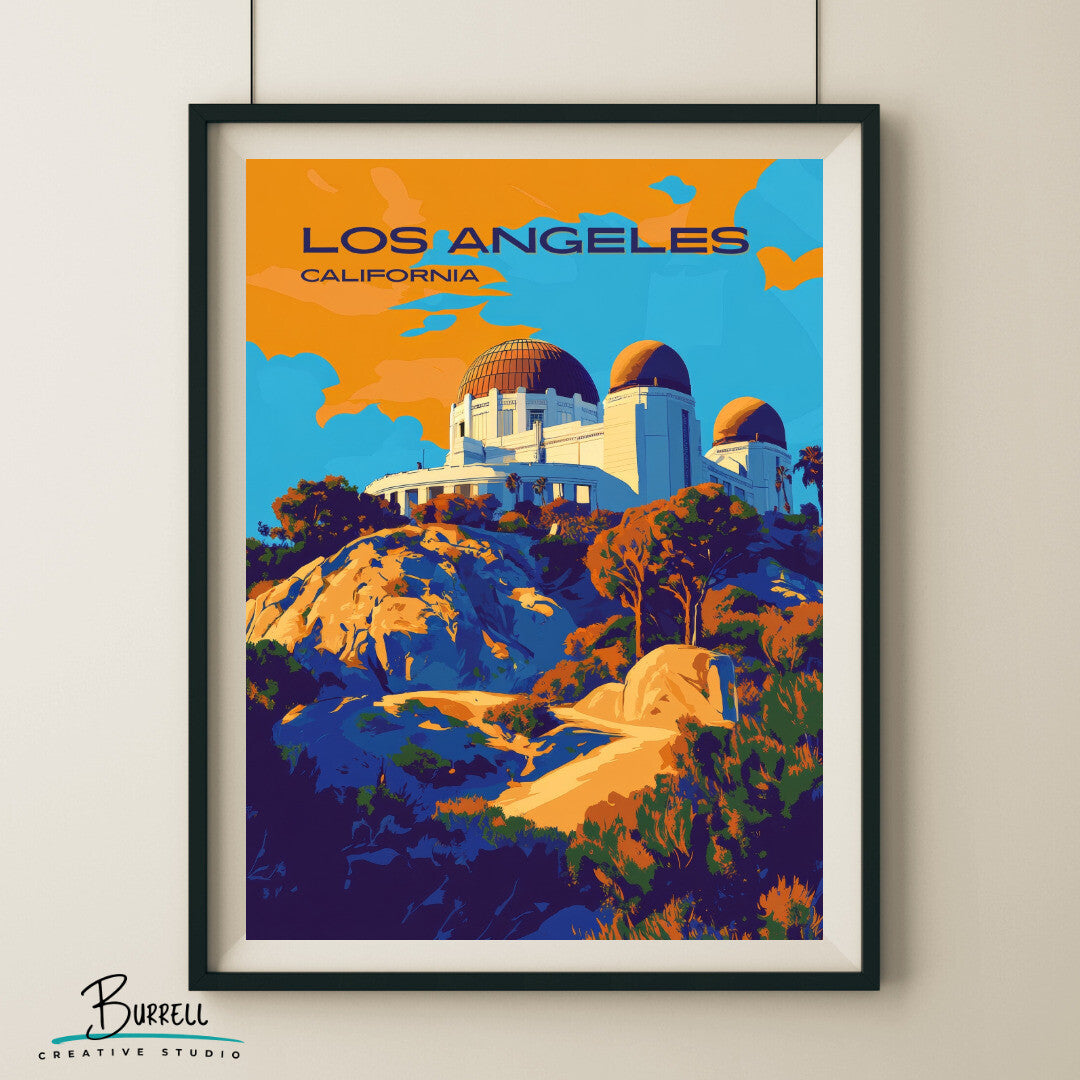 Los Angeles California Griffith Observatory Travel Poster & Wall Art Poster Print