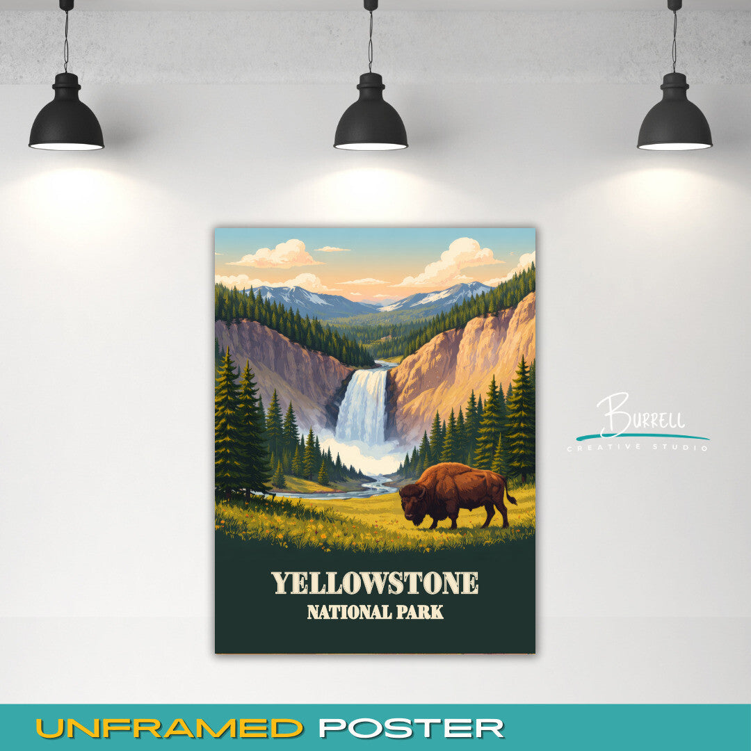 Yellowstone National Park Wyoming Wildlife Travel Posters & Wall Art Poster Print