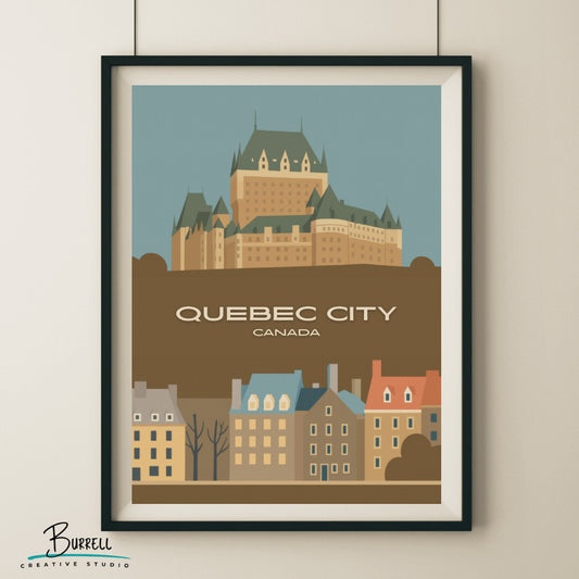 Quebec City Canada Old Quebec Travel Poster & Wall Art Poster Print