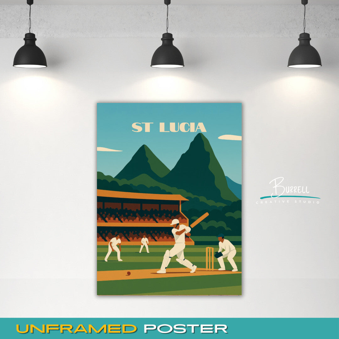 Gros Islet St Lucia Daren Sammy Cricket Ground Travel Poster & Wall Art Poster Print