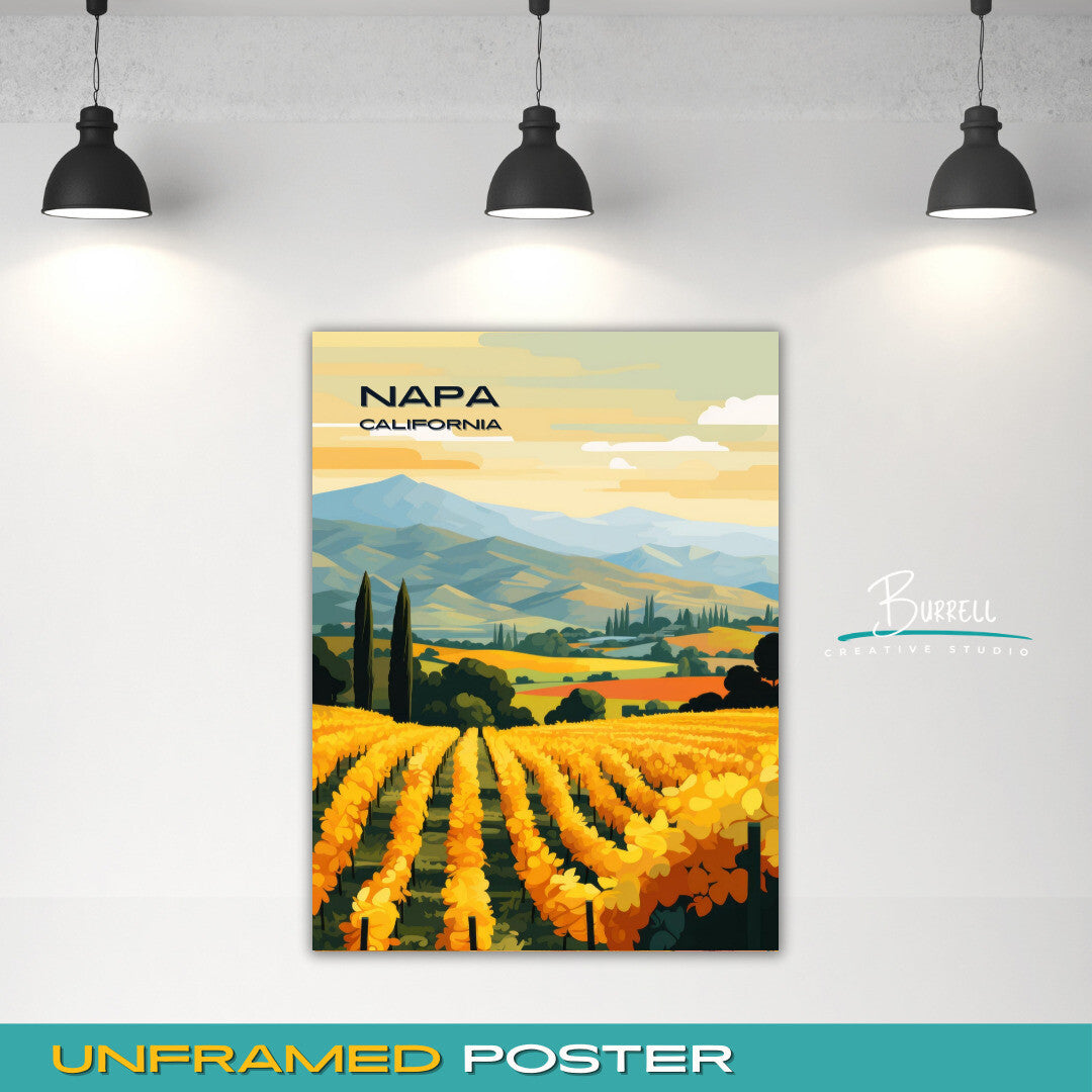 Napa California Valley Travel Poster & Wall Art Poster Print