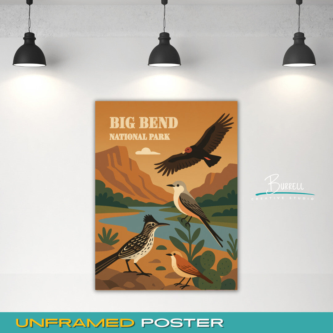 Big Bend National Park Texas Bird Wildlife Travel Posters & Wall Art Poster Print