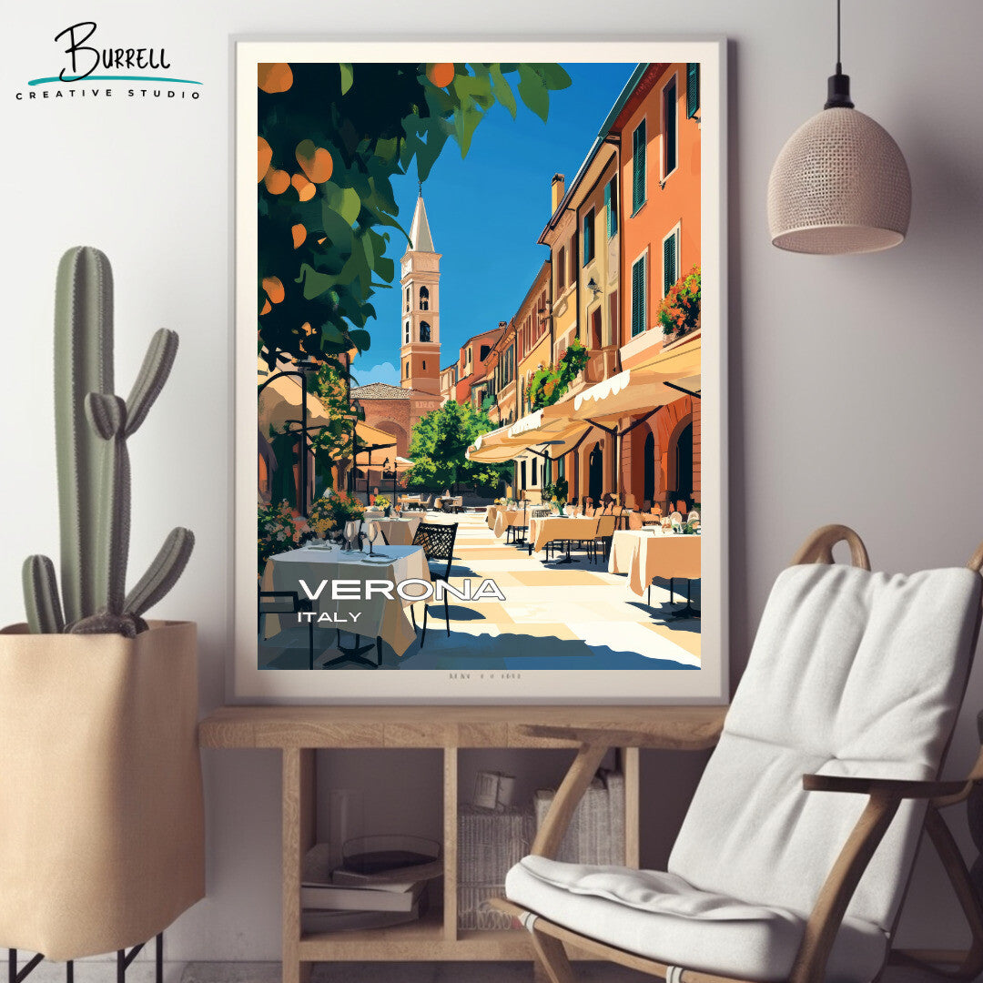 Verona Italy Piazza delle Erbe Travel Poster & Wall Art Poster Print