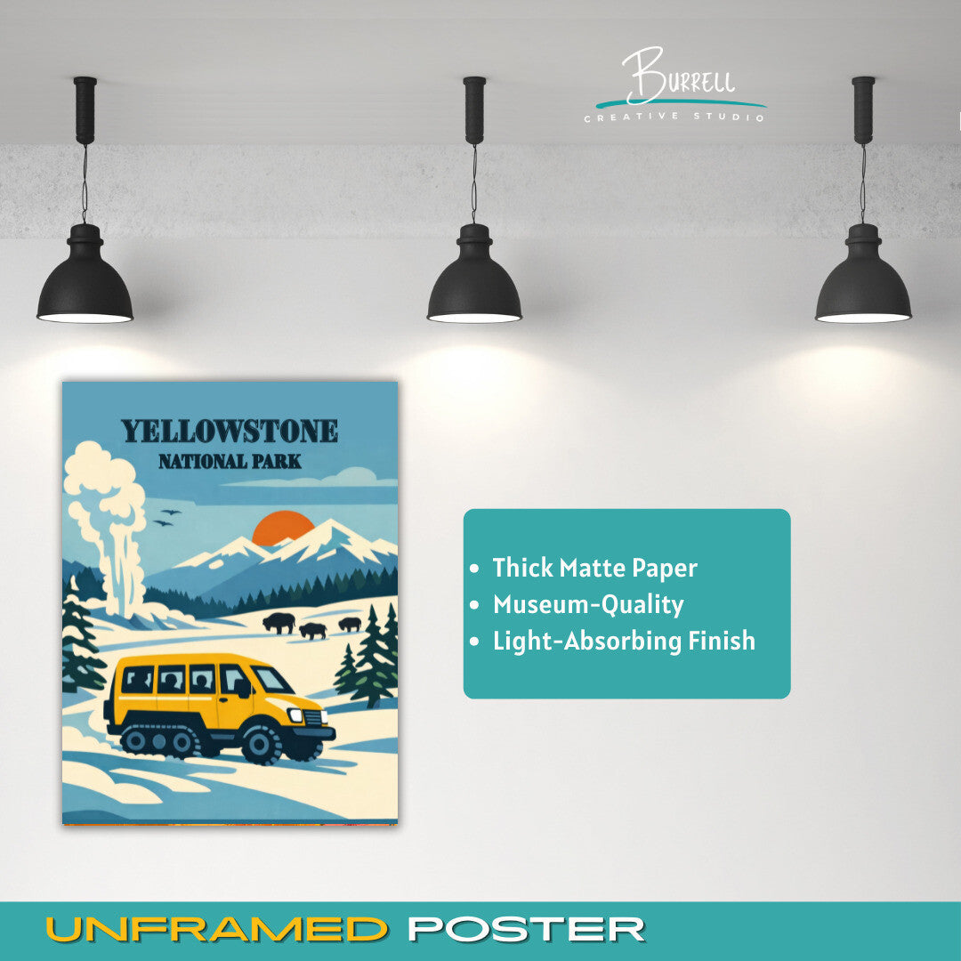 Yellowstone National Park Wyoming Winter Snowcoach Tours Travel Posters & Wall Art Poster Print