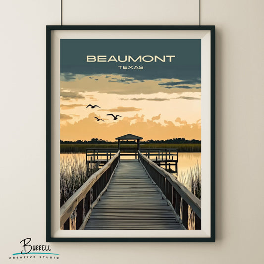 Beaumont Texas Cattail Marsch Wetlands And Boardwalk Travel Poster & Wall Art Poster Print