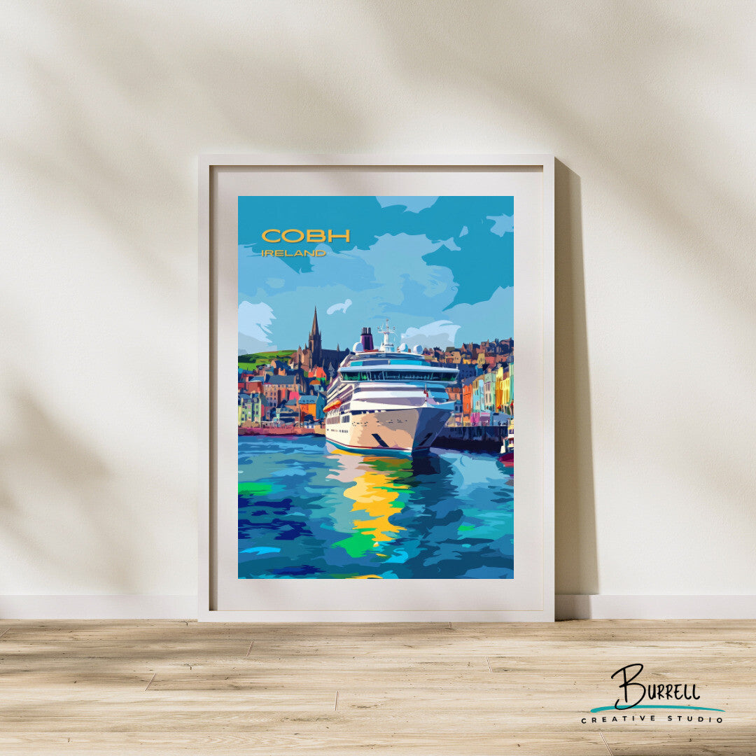 Cobh Ireland Harbor View Travel Poster & Wall Art Poster Print