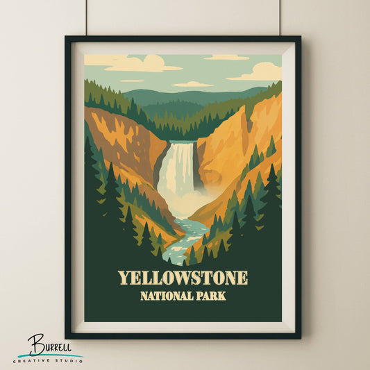 Yellowstone National Park Wyoming Scenery Travel Posters & Wall Art Poster Print