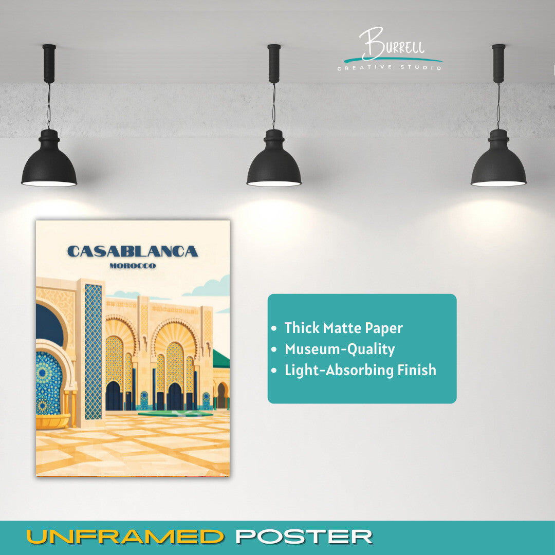 Casablanca Morocco Local Architecture Travel Poster & Wall Art Poster Print