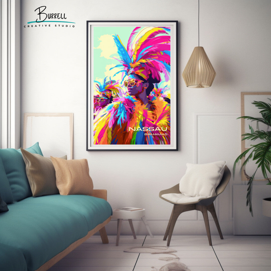 Nassau Bahamas Carnival Travel Poster & Wall Art Poster Print