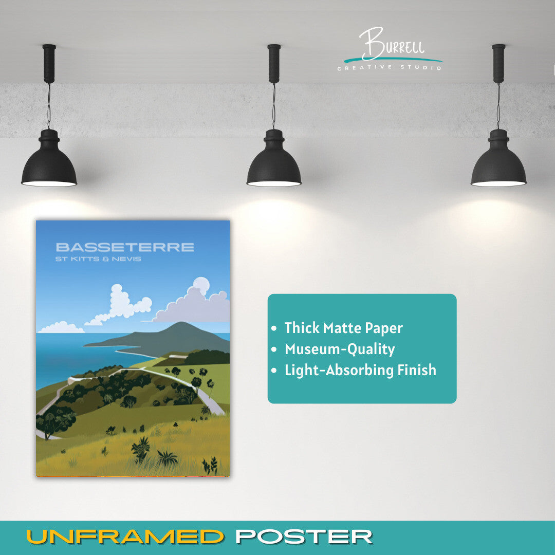 Basseterre St Kitts Timothy Hill Overlook Travel Poster & Wall Art Poster Print