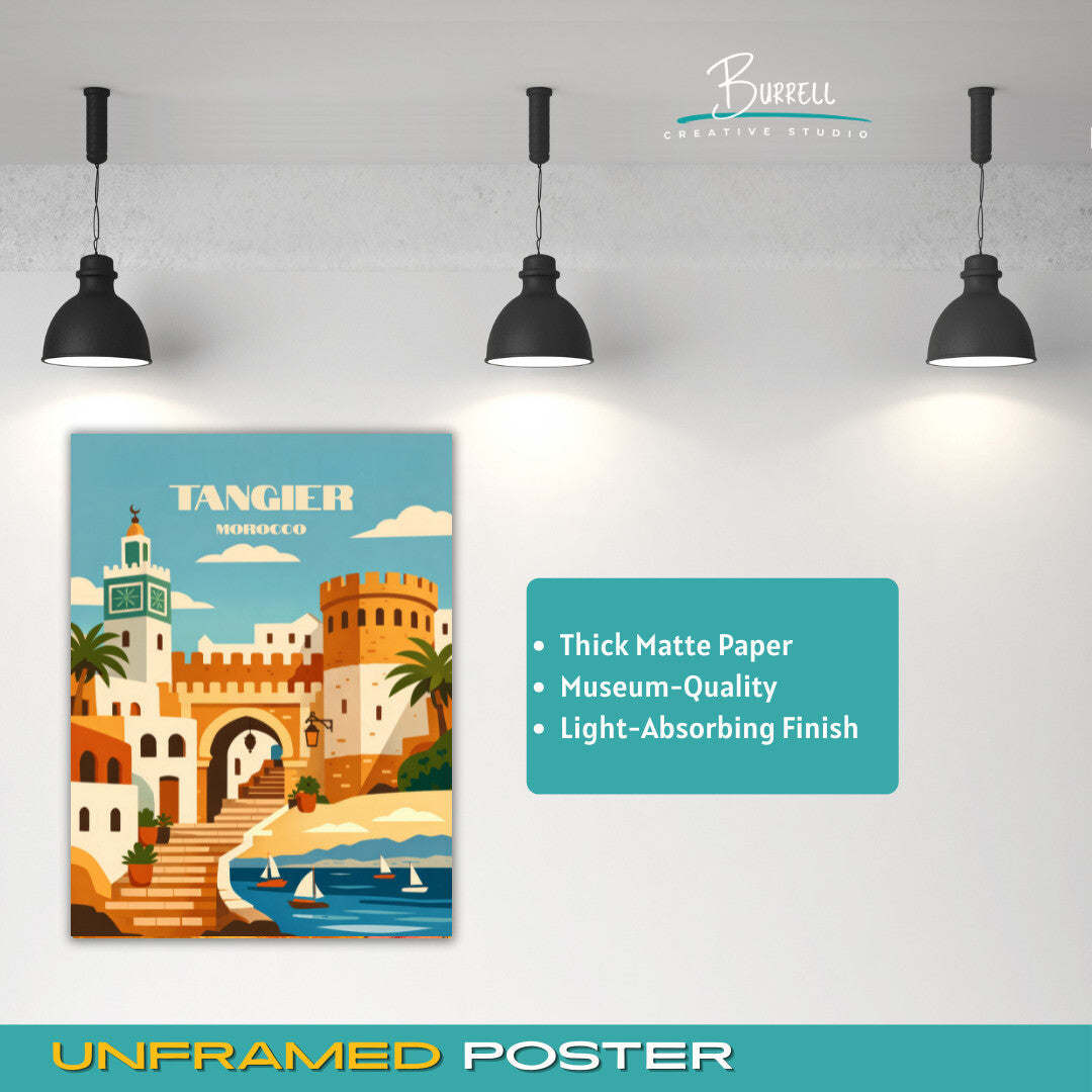 Tangier Morocco Kasbah Travel Poster & Wall Art Poster Print