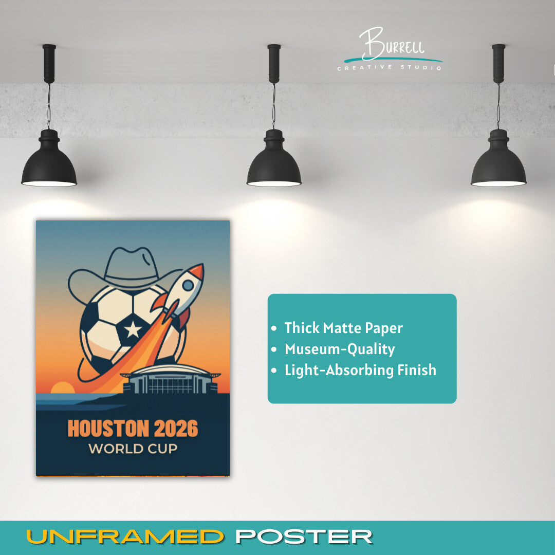 Houston United States 2026 World Cup Mimimalist Football Posters & Wall Art Poster Print