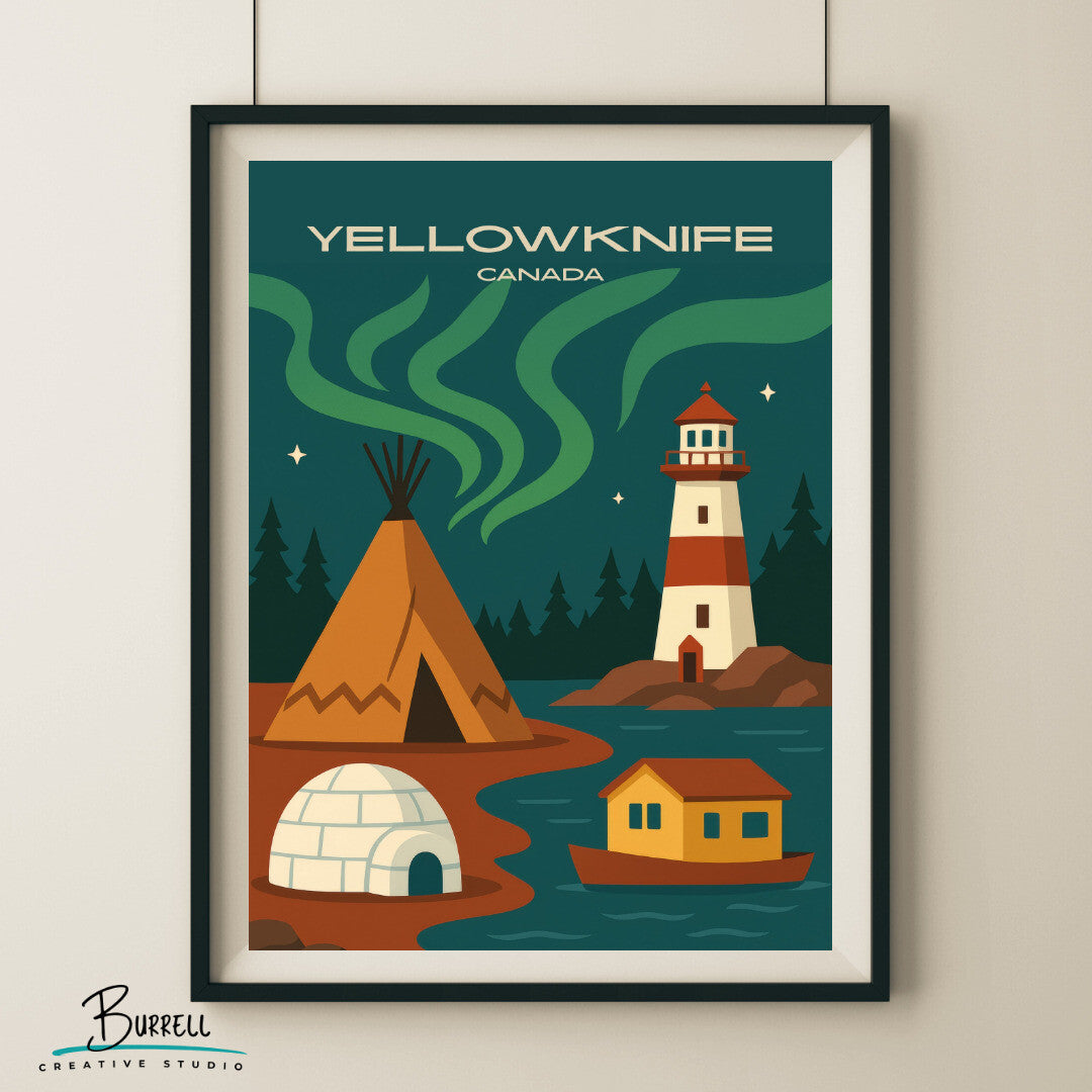 Yellowknife Canada Unique Attractions Travel Poster & Wall Art Poster Print