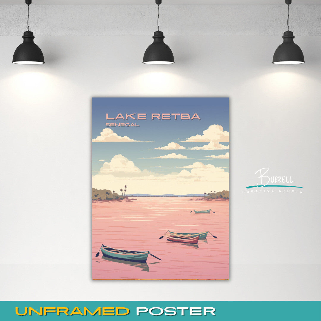 Dakar Senegal Lake Retba Travel Poster & Wall Art Poster Print