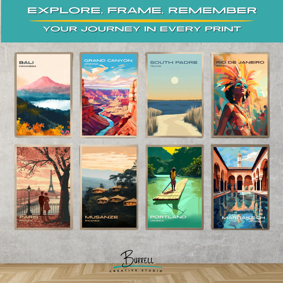 South Padre Texas Beach Sunset Travel Poster & Wall Art Poster Print