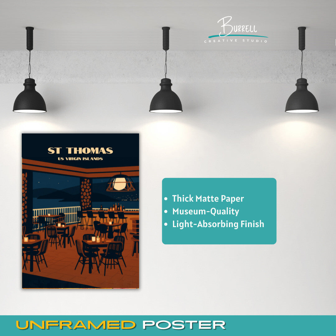 St Thomas US Virgin Islands Luna Mar Dining Travel Poster & Wall Art Poster Print