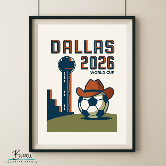 Dallas United States 2026 World Cup Mimimalist Football Posters & Wall Art Poster Print
