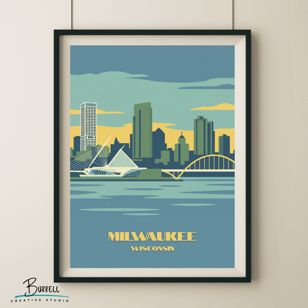 Milwaukee Wisconsin Lake View Travel Posters & Wall Art Poster Print