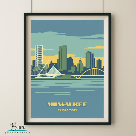 Milwaukee Wisconsin Lake View Travel Posters & Wall Art Poster Print