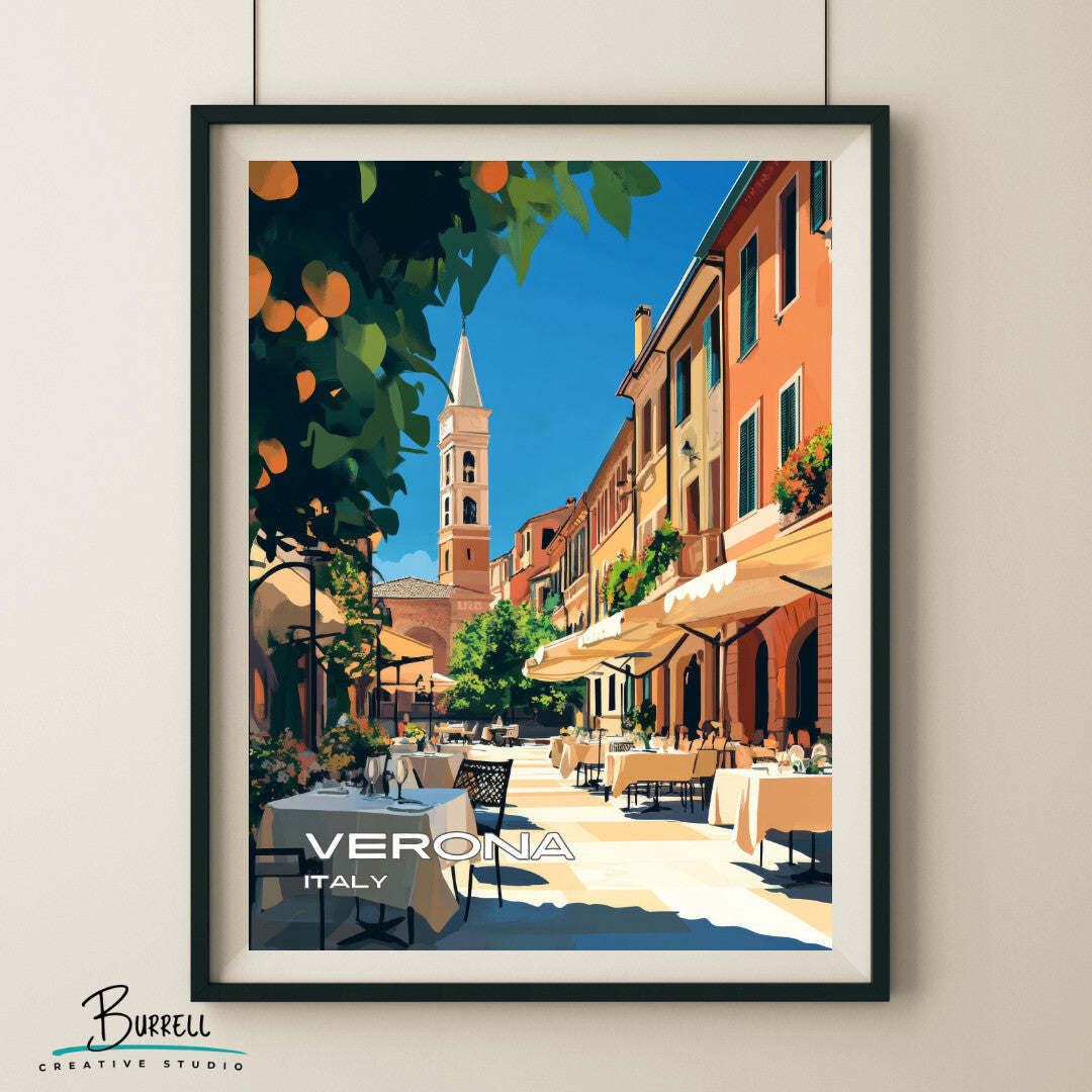 Verona Italy Piazza delle Erbe Travel Poster & Wall Art Poster Print