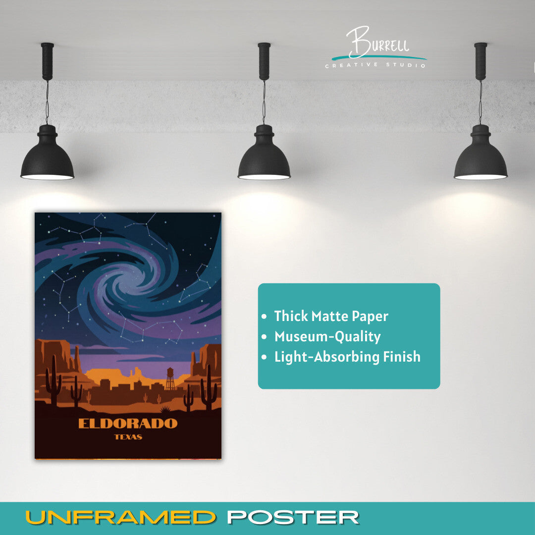 Eldorado Texas Night Skys Travel Posters & Wall Art Poster Print