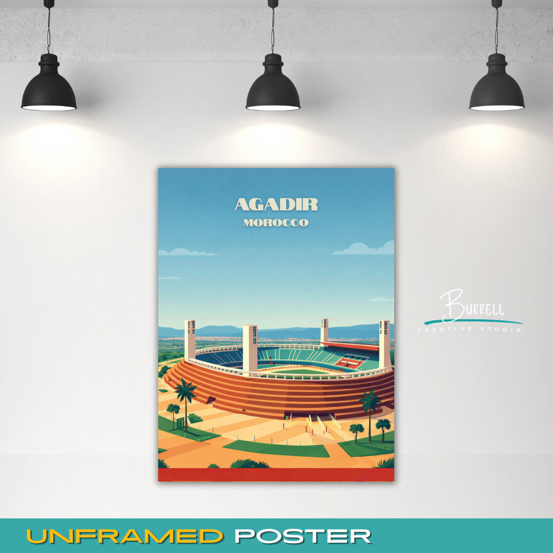 Agadir Morocco Adrar Stadium Travel Poster & Wall Art Poster Print
