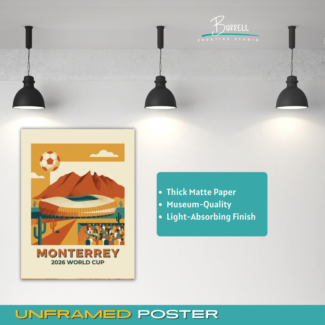 Monterrey Mexico 2026 World Cup Mimimalist Football Posters & Wall Art Poster Print
