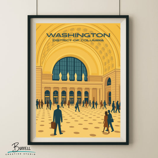 Washington District Of Columbia Union Station Travel Poster & Wall Art Poster Print