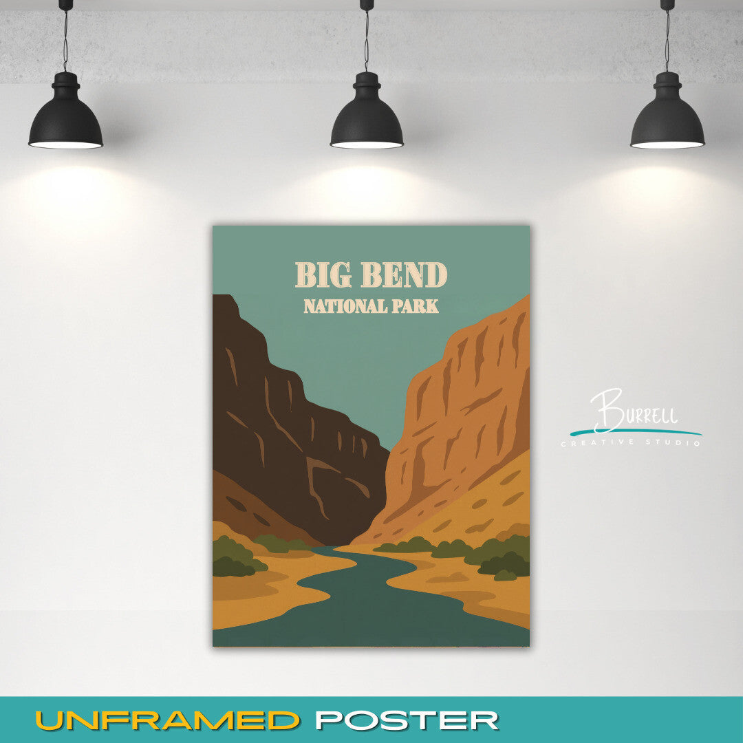 Big Bend National Park Texas Scenery Travel Posters & Wall Art Poster Print