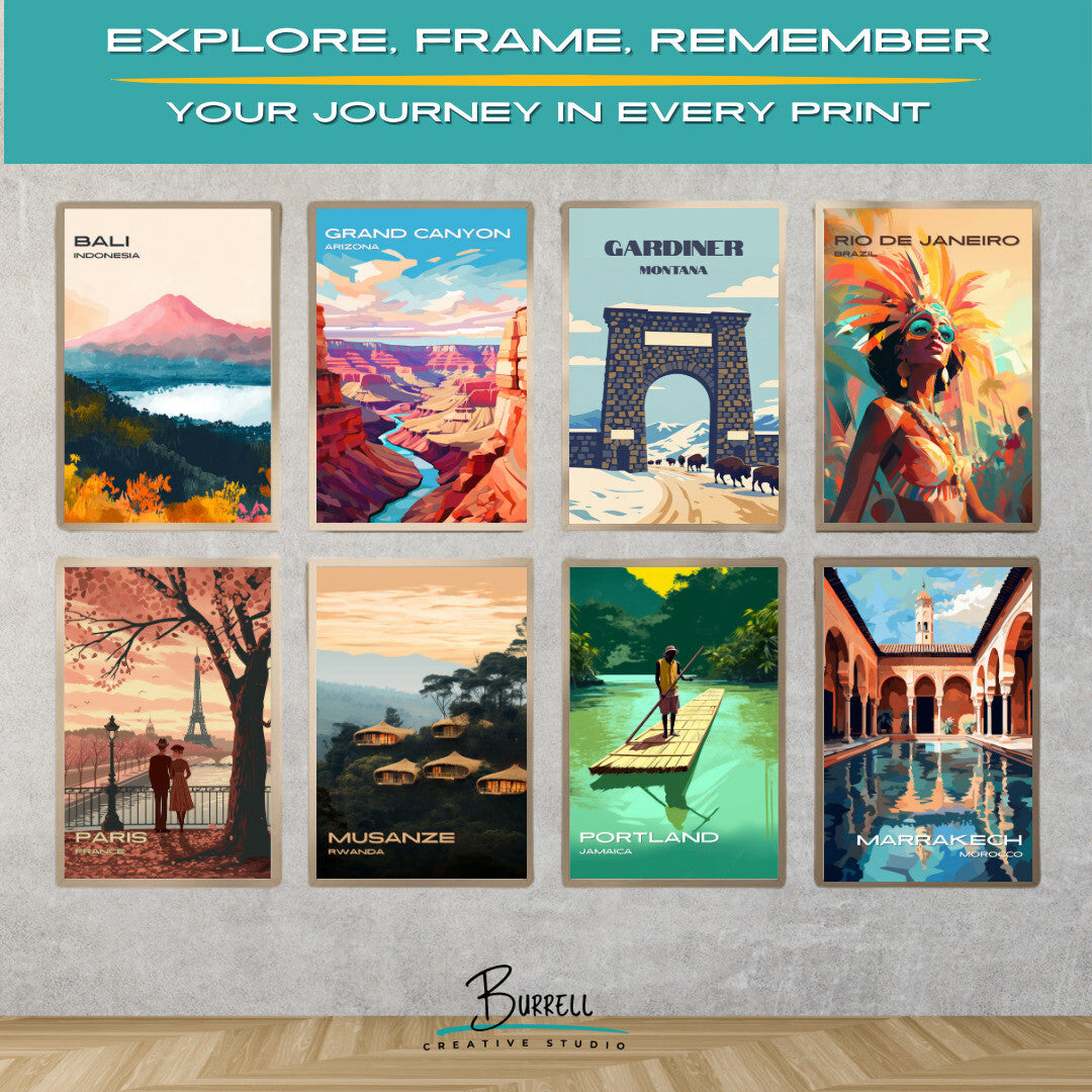 Gardiner Montana Yellowstone North Entrance Travel Posters & Wall Art Poster Print