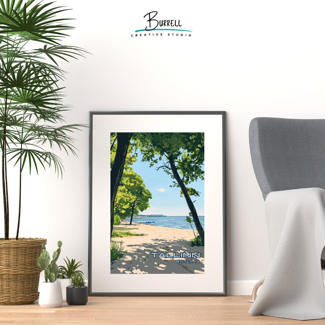 Tallinn Estonia Pirita Beach Travel Poster & Wall Art Poster Print