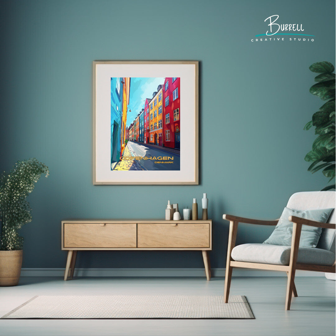 Copenhagen Denmark Architecture Travel Poster & Wall Art Poster Print