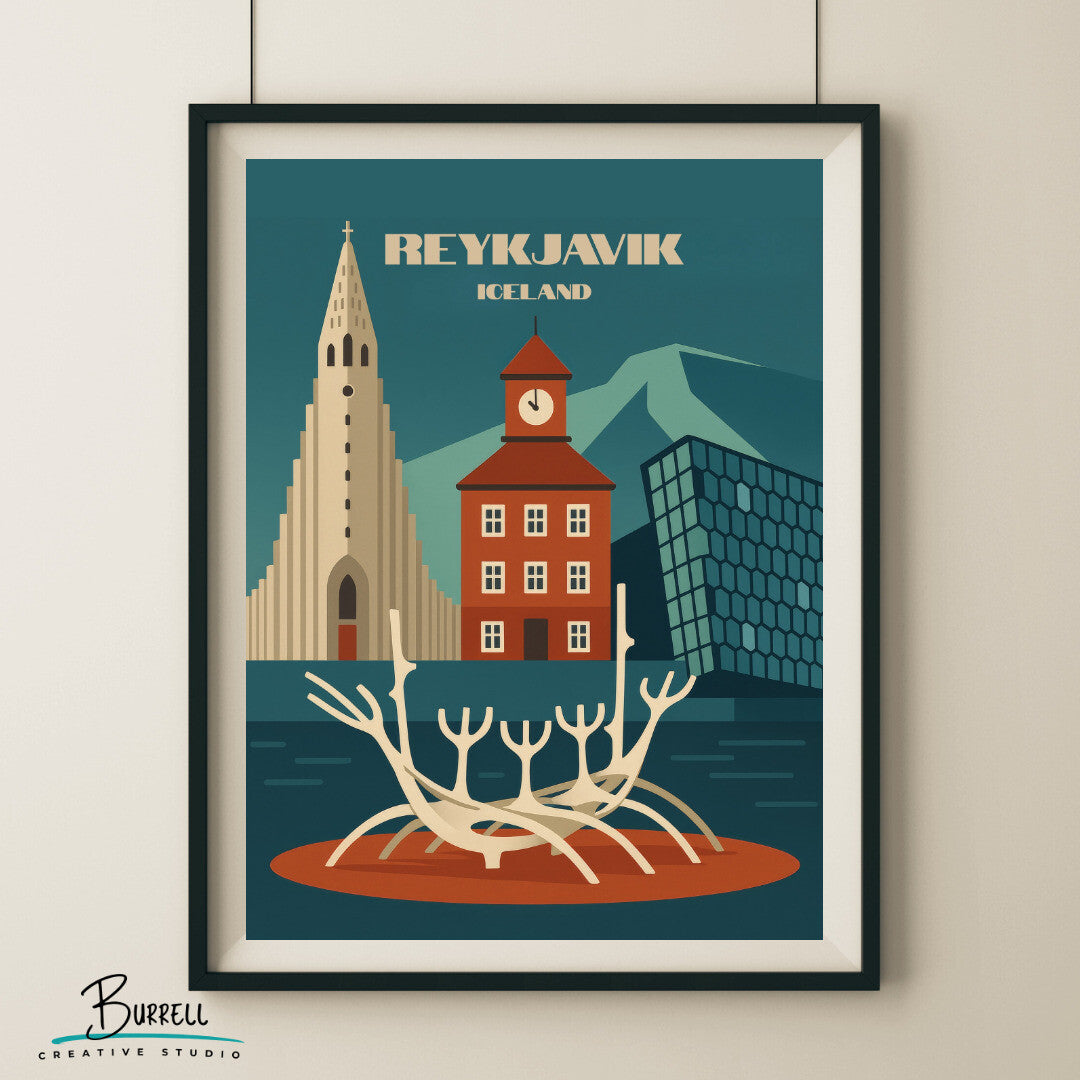 Reykjavik Iceland Unique Attractions Travel Poster & Wall Art Poster Print