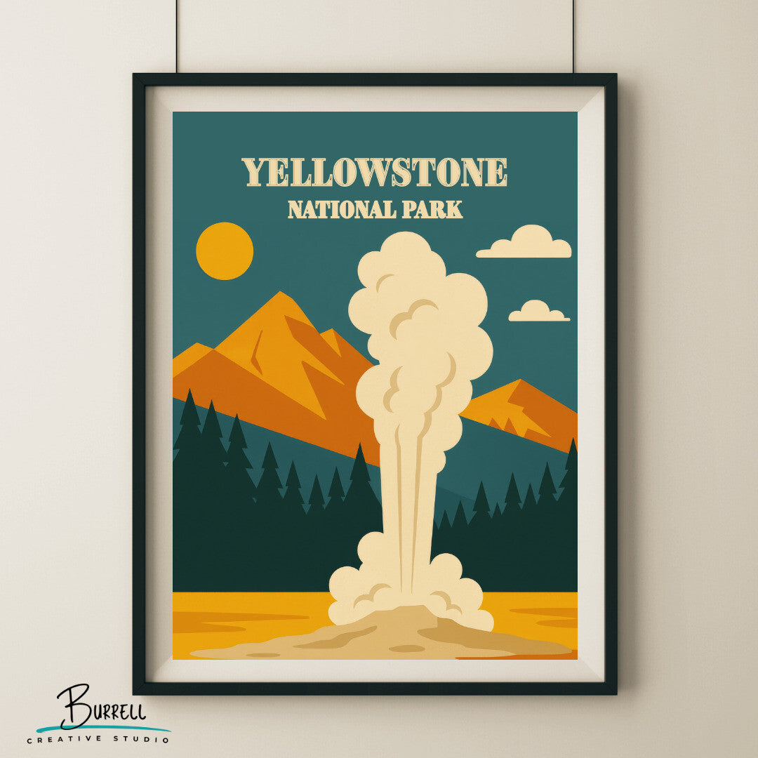 Yellowstone National Park Wyoming Landscape Travel Posters & Wall Art Poster Print