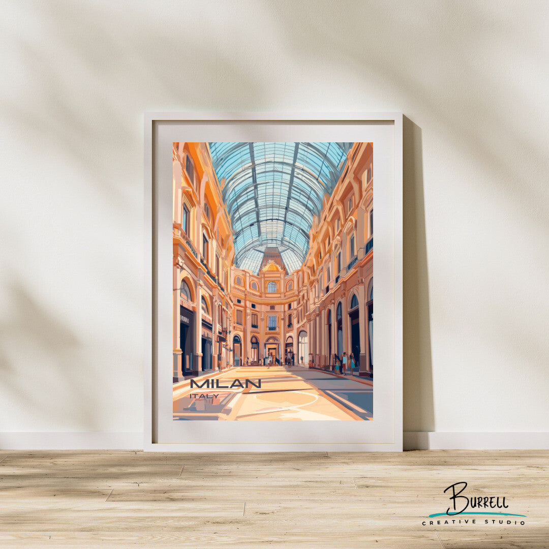 Milan Italy Galleria Vittorio Emanuele II Travel Poster & Wall Art Poster Print