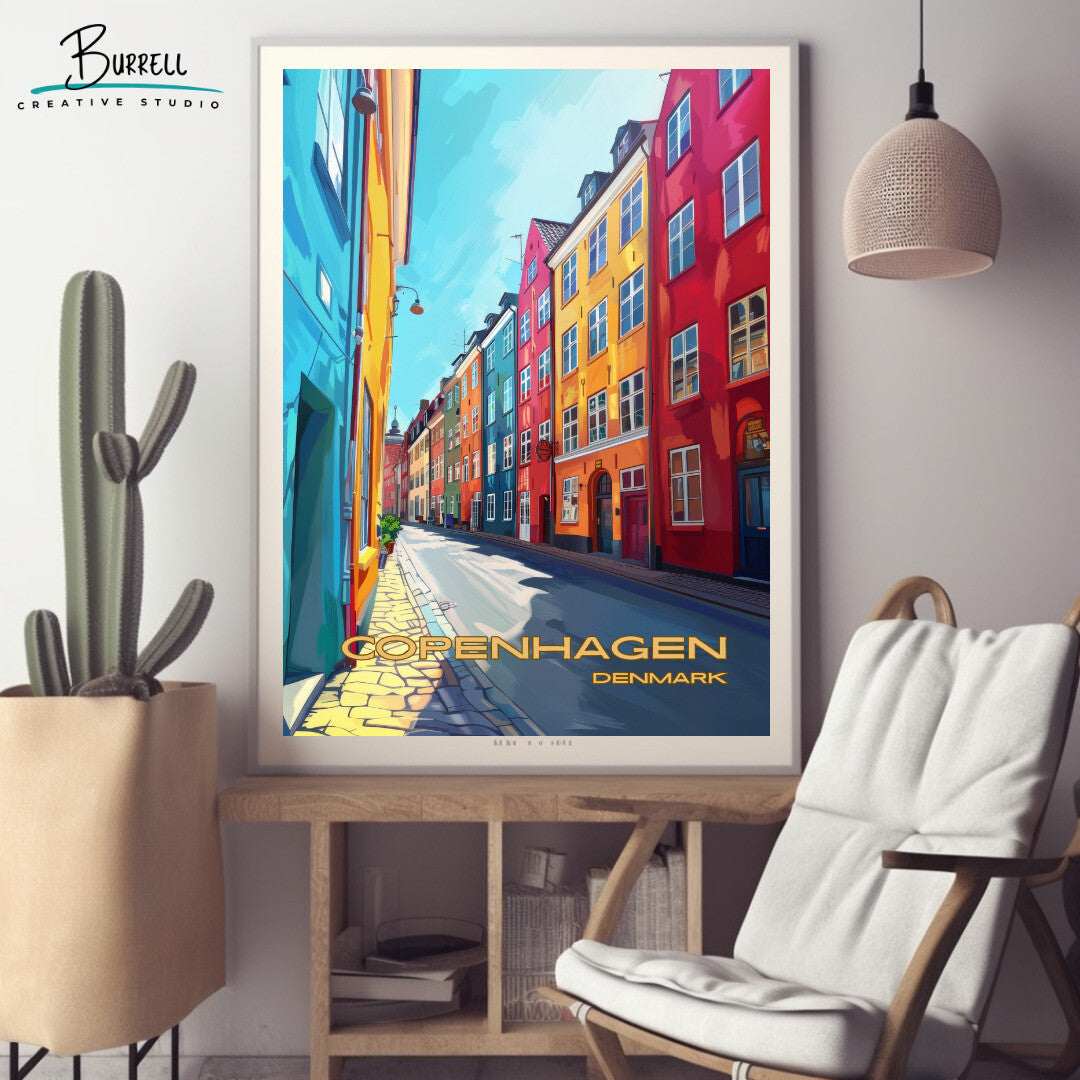 Copenhagen Denmark Architecture Travel Poster & Wall Art Poster Print