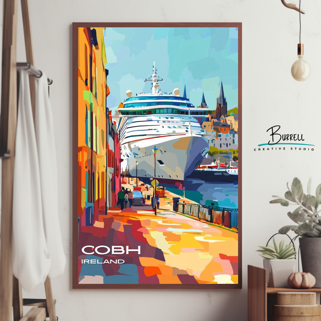 Cobh Ireland Harbor Cruise Travel Poster & Wall Art Poster Print